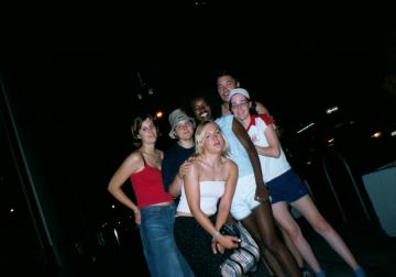 Great group photo of Michelle, Me (on my night as Burburry Woman), Aggy, Hodan, Chris and Nic, standing infront of the Empire State Building